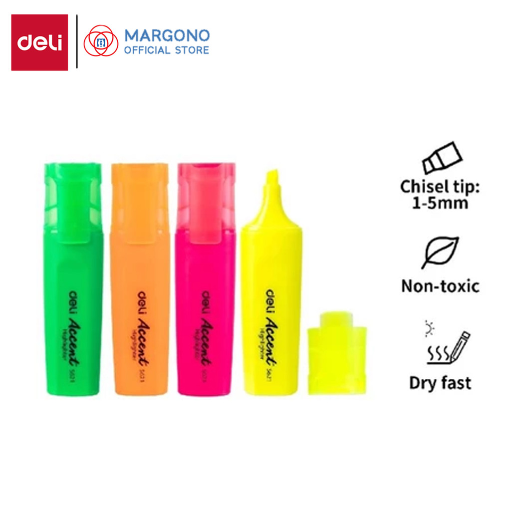 

Deli Highlighter Warna Terang dan nyata tahan 2 minggu tanpa tutup ES621 - 1 Pcs