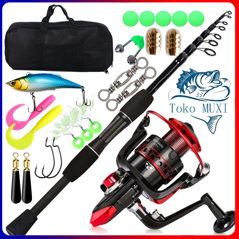 MUXI joran pancing full set 1.8m 2.1m joran tegek super kuat 1000-5000 reel pancing joran tegek supe