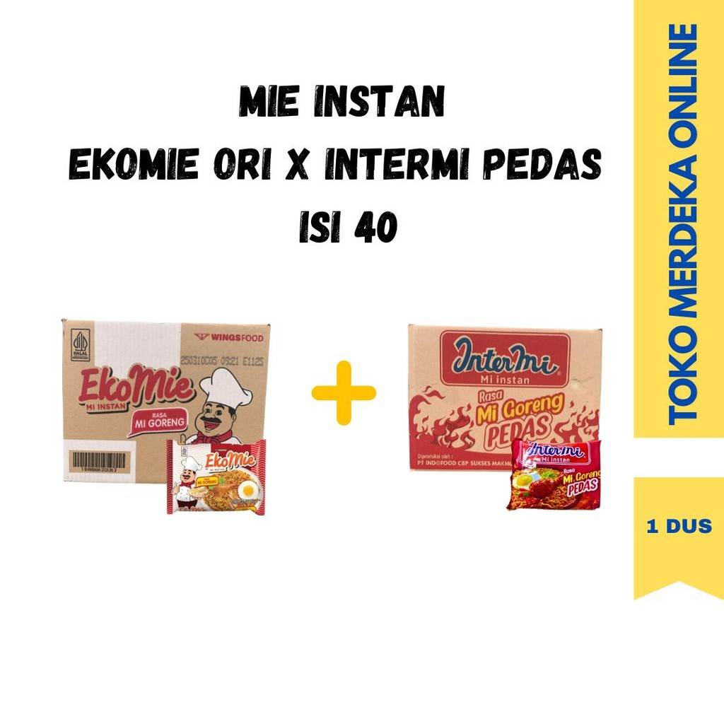

(1 DUS) MIE INTERMIE GORENG ORI PEDAS MIX DAN EKOMIE ORI, MIX PEDAS INTERMI ISI 40 PCS Instan Noodles Food Ramen Ayam Kari