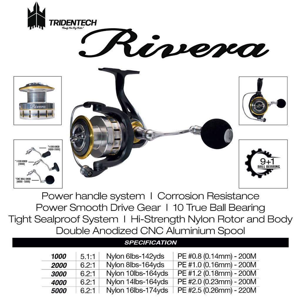 Reel Tridentech Rivera Power Handle Stainless Steel