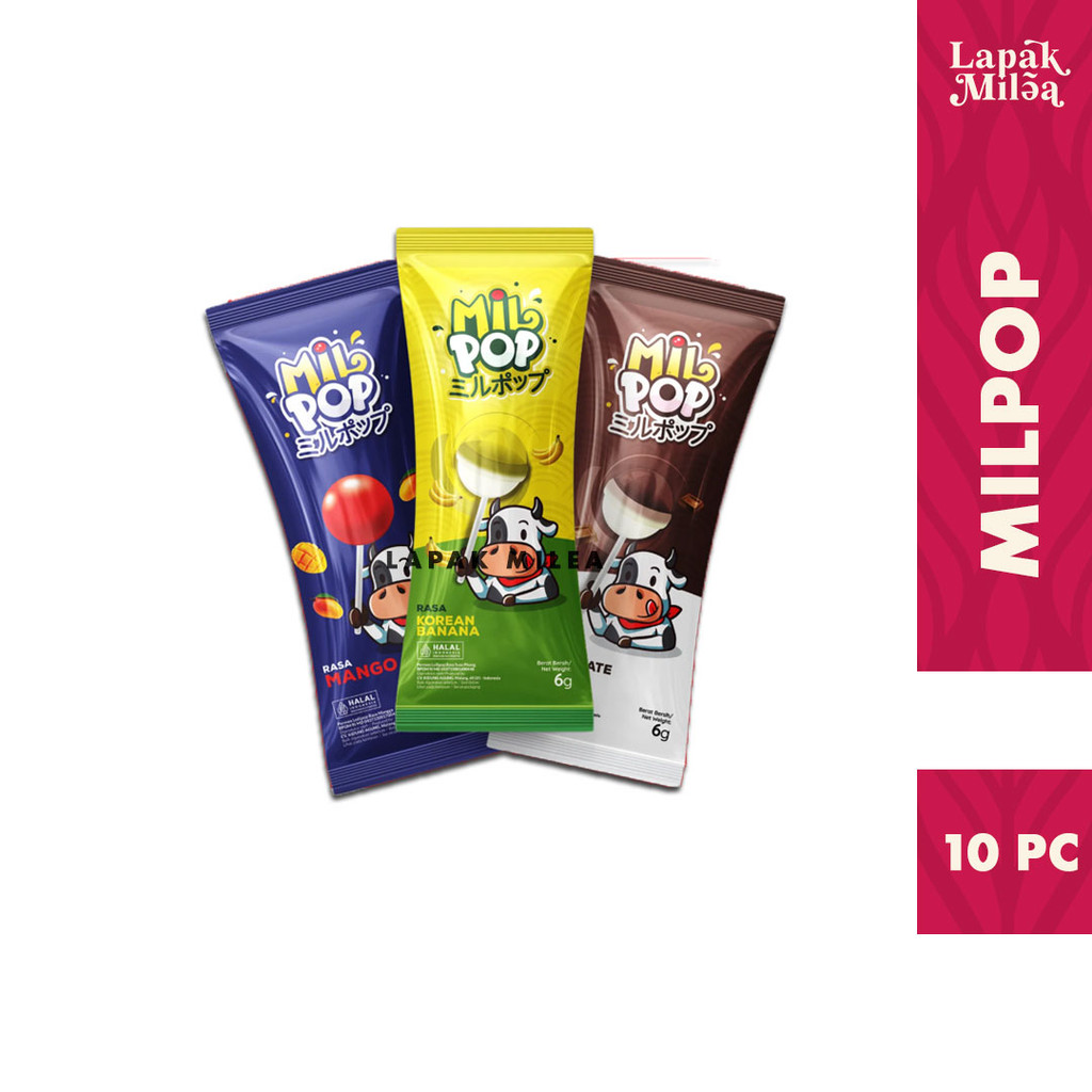 

Permen Susu Milpop Rasa Coklat Susu Strawbery Banana Isi 10 pc