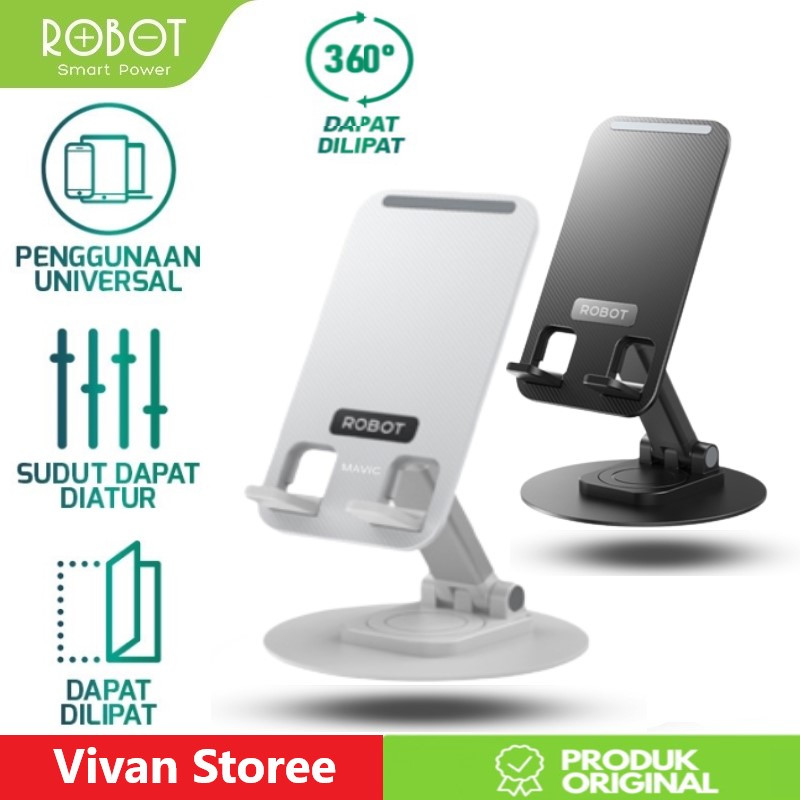 

ROBOT RT-US09 Stand Holder Universal Rotatble & Adjustable Height Phone Garansi Original Resmi