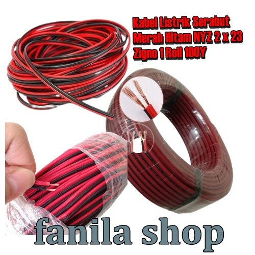 READY STOCK 1 Roll Kabel Listrik Serabut Merah Hitam NYZ 2 x 23 zigno Kabel Listrik/Kabel Audio