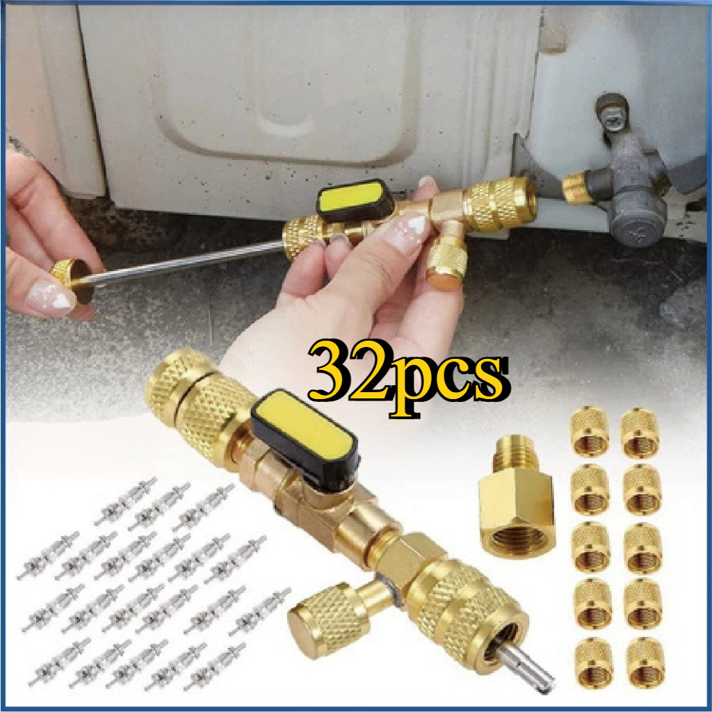32PCS  Alat Cabut Buka Pentil Ac Rumah Split Tanpa Buang Freon Valve Core Remover R22 R410 R32