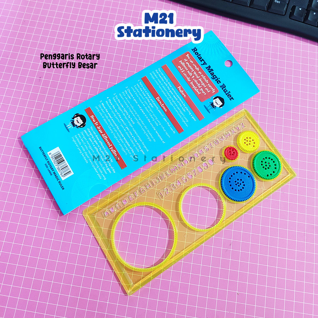 

PENGGARIS BUTTERFLY ROTARY MAGIC RULER LARGE / ORIGINAL MENGGAMBAR PUTAR ATK SEKOLAH ANAK MURAH