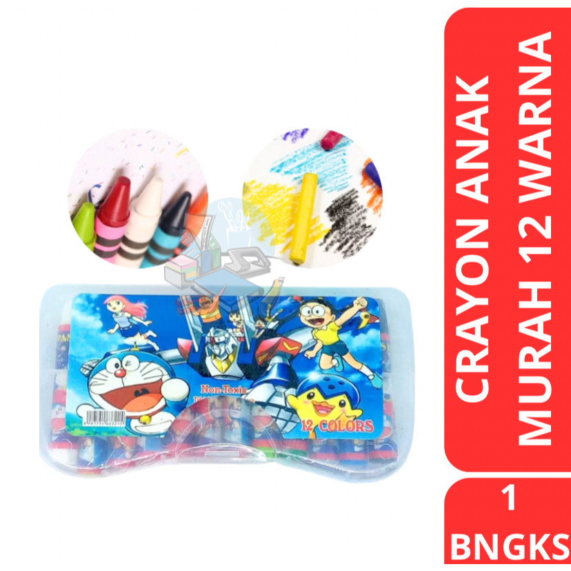 

[1 SET] TERMURAH Crayon Anak / Crayon Anak Karakter Lucu Ukuran Pendek Isi 12 Warna OPT