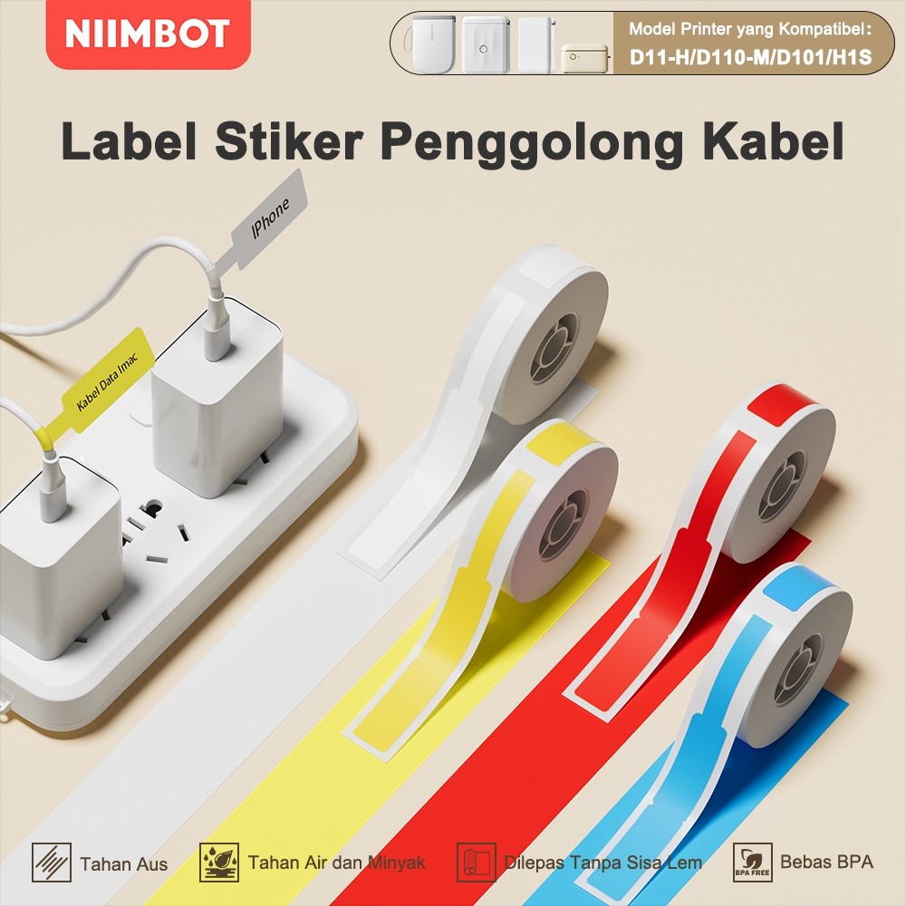 

NIIMBOT D11/D110/D101 Kabel Label Printer Stiker, Label Stiker Kabel Fiber Optik Jaringan