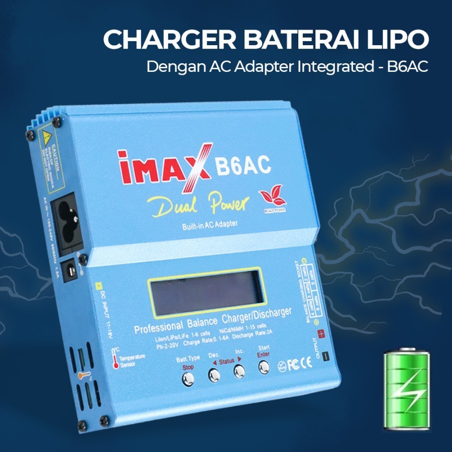 IMAX Charger Baterai LiPo dengan AC Adapter Integrated - B6AC - Blue