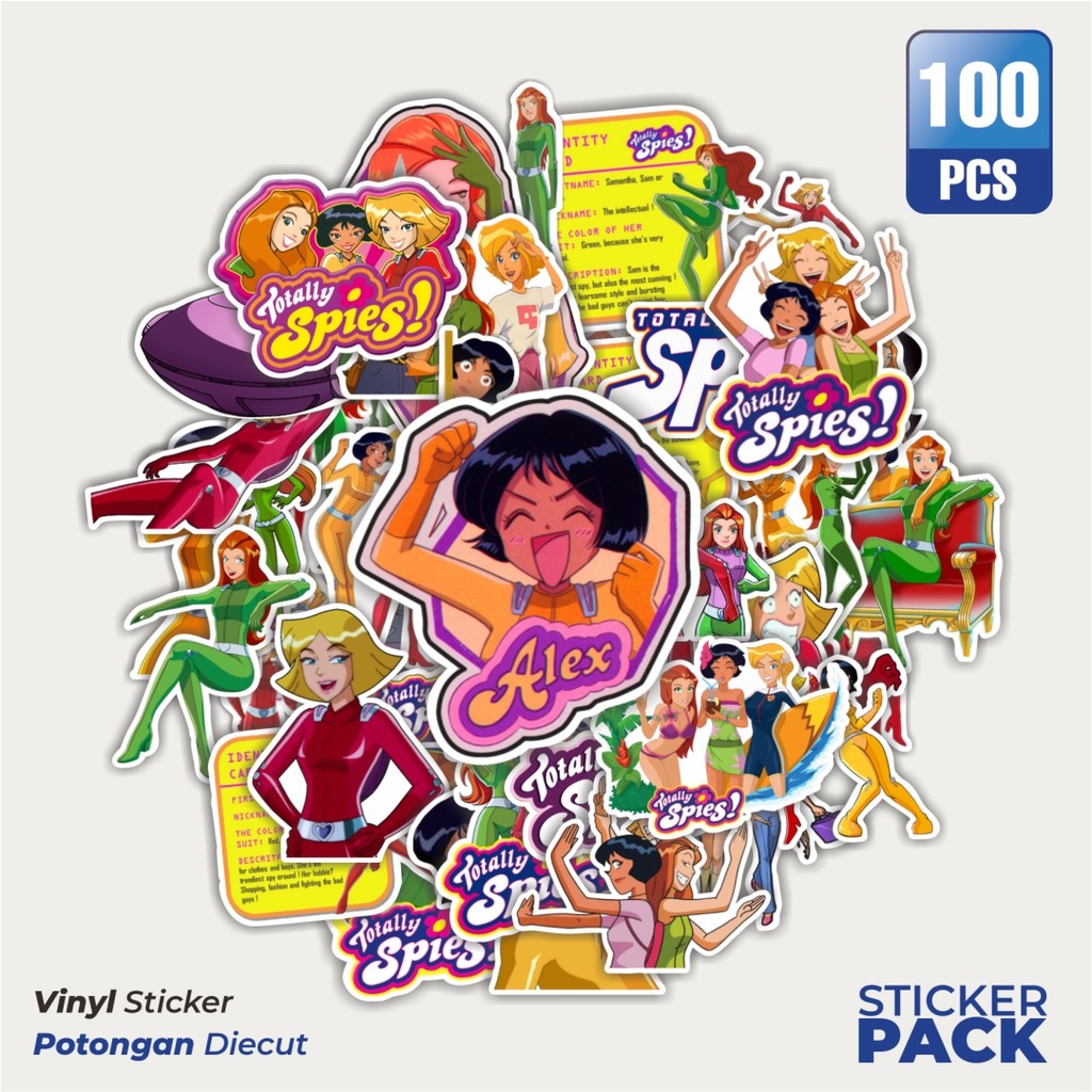 

MURAH 100 PCS Stiker Kartun Totally Spies Waterproof Aesthetic- Untuk Laptop, Motor, dan Helm - Paper Stationery Pack