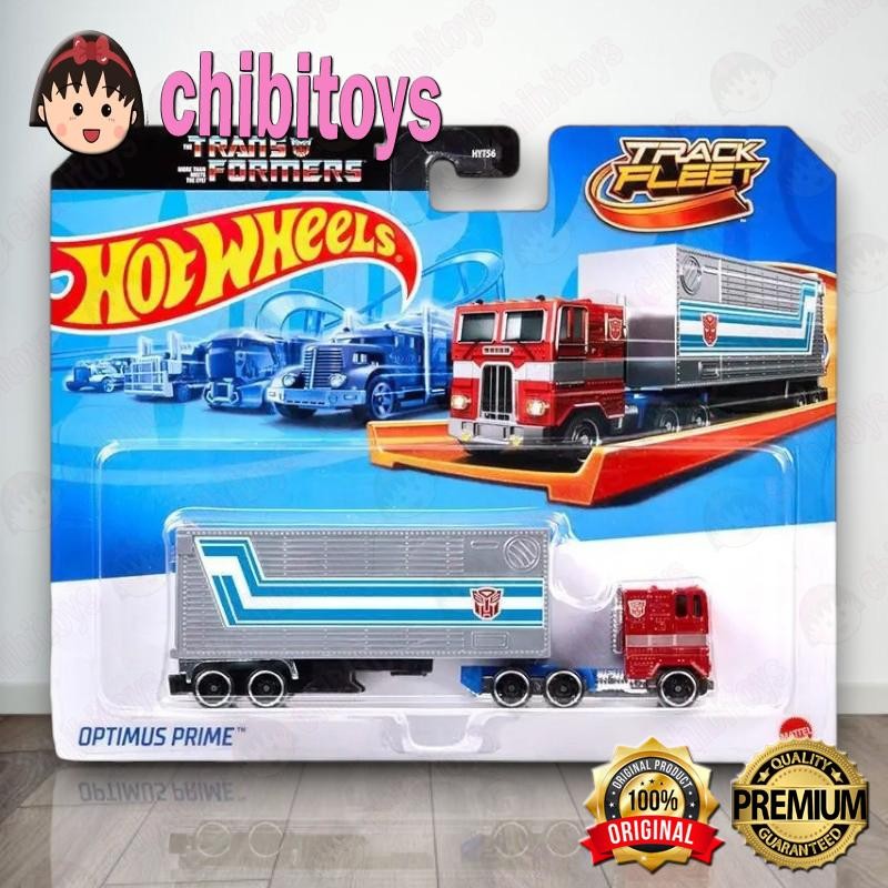 Hot Wheels Track Fleet Optimus Prime Transformers Diecast Truk Trailer Original Mattel