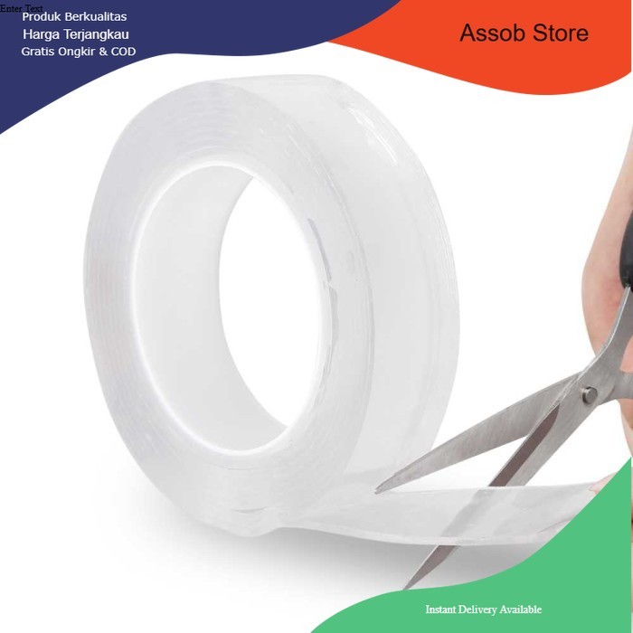 

Lakban Double Tape Perekat Bening No Trace Washable Sticker Transparan - Transparan, 100 x 3 cm - Assob Store