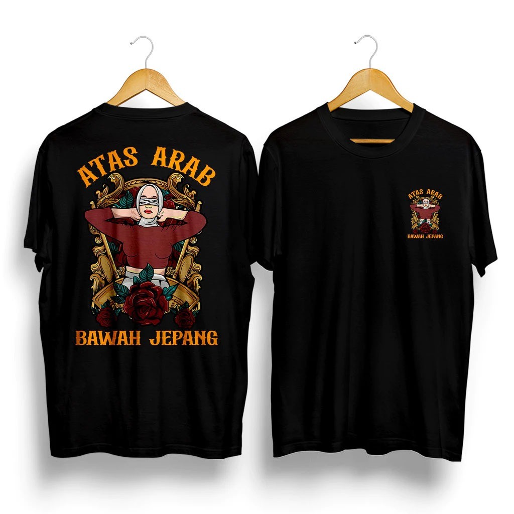 Kaos Atas Arab Bawah Jepang Baju Kata Kata T-Shirt Viral Terbaru Keren Pria Unisex