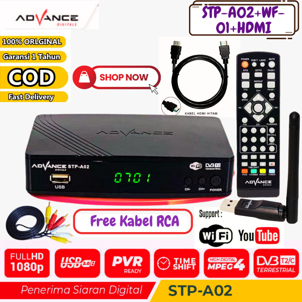 【Ready+Bisa dikirim hari ini】Advance Set Top Box TV Digital STP-A02/STP-A01 Receiver Bisa dapet semu