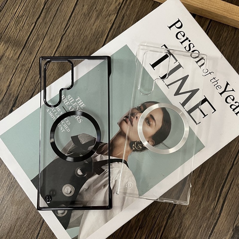 Elektroplating Frameless Transparent Magnetic Phone Case untuk Samsung S24 Ultra S23 S22 S21FE S20 P