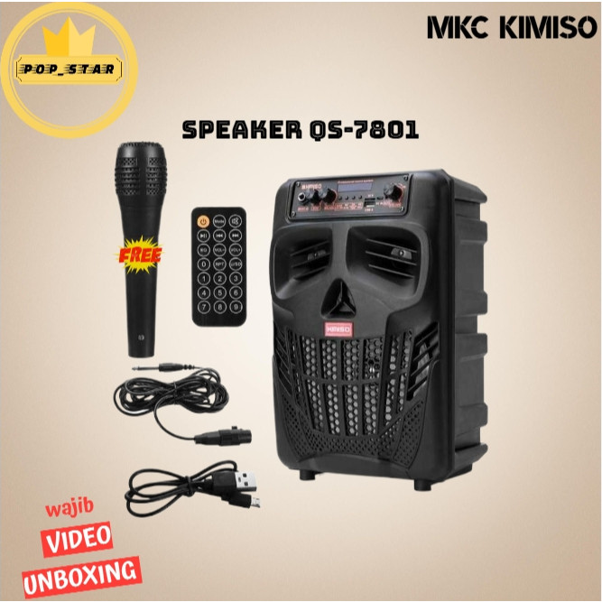 NEW 【COD】Speaker Bluetooth Portable  8,8Inchi MKC KIMISO 7801 Bonus Microphone PMPO 2000W/Speaker Wi