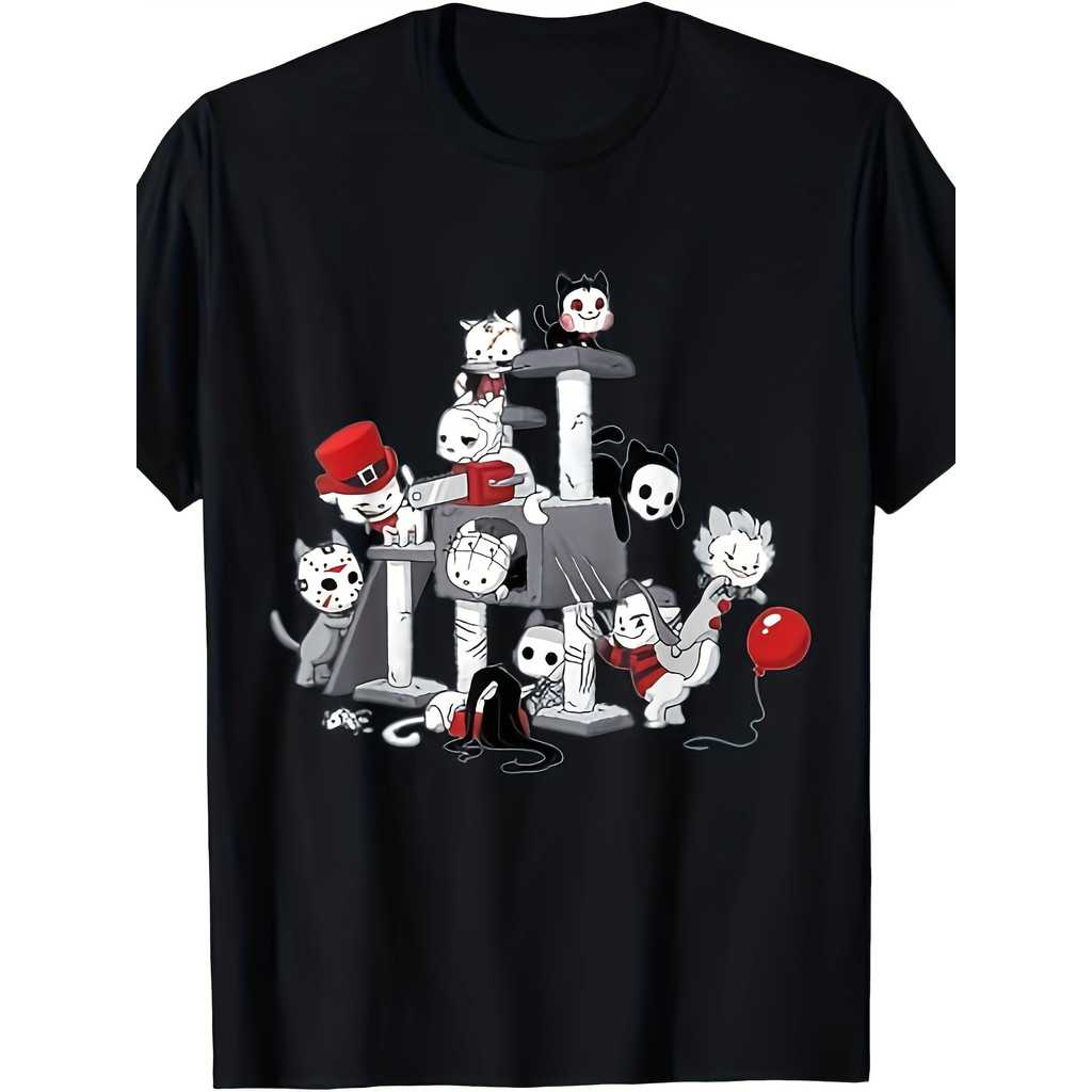 Kaos Halloween Kucing Horor - Lucu, Katun, Nyaman, Keren