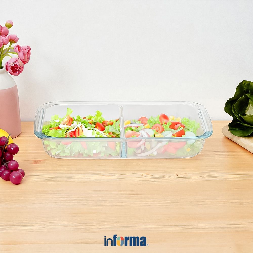 Informa Cooking Color 2.2 ltr Decca Loyang Kue Kaca Dengan Sekat Tray Adonan Wadah Panggang Kue Ceta