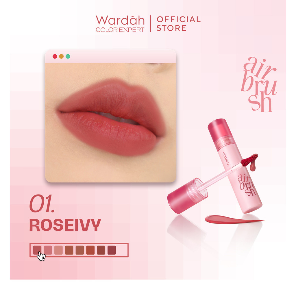 [Gift Not For Sale] Wardah Airbrush Lip Tint 01 ROSEIVY 3 g