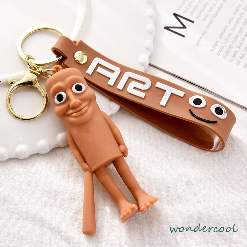 COD Tongkat Kayu Manusia Klasik Pegunungan dan Sungai Liontin Abstrak Gantungan Kunci Lucu-WL