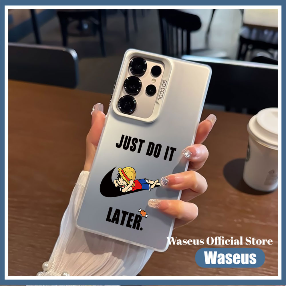 Case Samsung A55/A54/A53/A52/A51/A35/A34/A33/A32 dengan Gambar Anime Luffy & Shin-chan - Warna Hijau