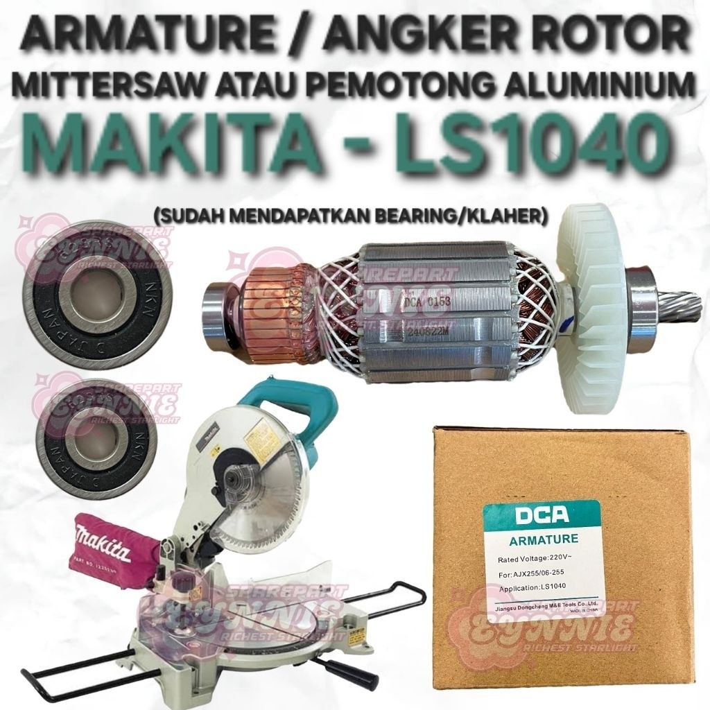ARMATURE MAKITA LS1040 ANGKER ROTOR MESIN MITTERSAW MITERSAW PEMOTONG ALUMINIUM MAKITA LS 1040 DCA