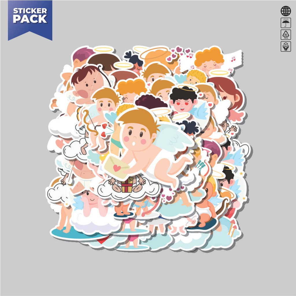 

[100PCS]Stiker Pack Stiker Cupid [Dewa Asmara] Aesthetic Vinyl Anti Air Dekorasi Sticker Laptop Buku Journal Koper Helm Casing HP Gitar Helm Skateboard