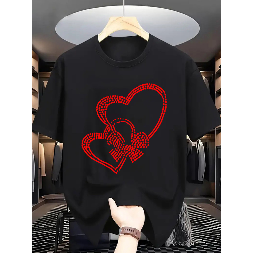 Kaos Pria Distro Hati Merah | T-Shirt Couple Lengan Pendek Keren