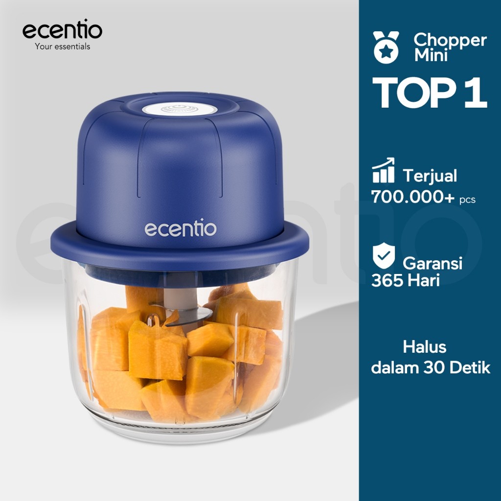 ecentio chopper mini 6 pisau 350ml kaca blender portable cope bumbu