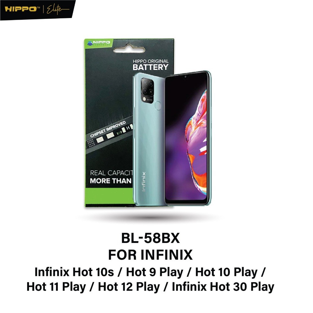 Hippo Baterai INFINIX BL-58BX 5960mAh HOT 10S HOT 10 PLAY HOT 11 PLAY HOT 9 PLAY HOT 30 PLAY HOT 12 