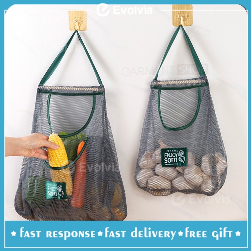 Keranjang Bawang Gantung Tempat Bawang Gantung Estetik Tas Jaring Belanja Sayur Buah Multifungsi - E