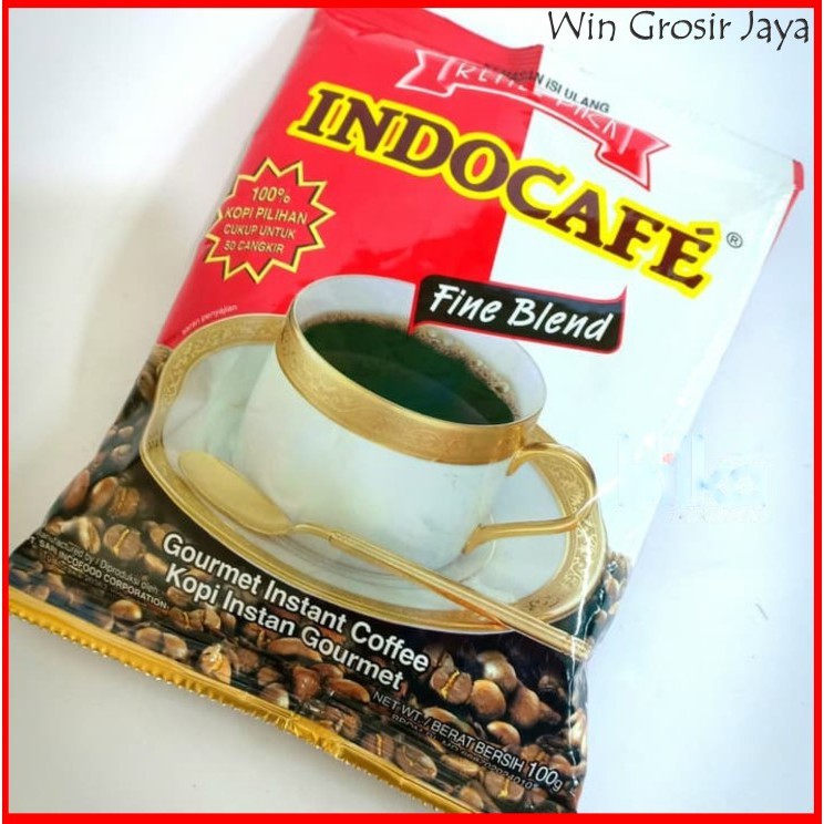 

Kopi Instant / Kopi Kemasan Halus / KOPI HITAM ASLI INDOCAFE Fine Blend / 100Gr REFILL PACK