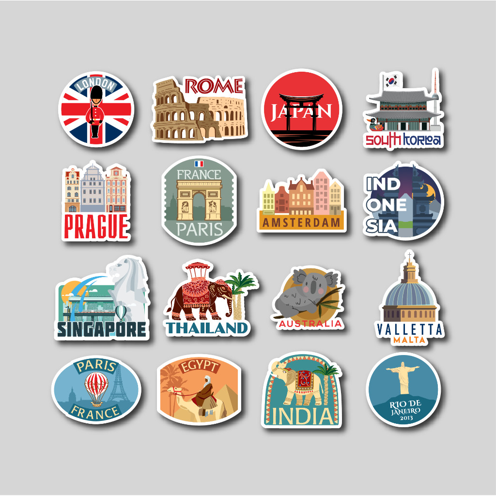 

Sticker Pack World Travel | Sticker Tumbler | Stiker Laptop Koper Helm