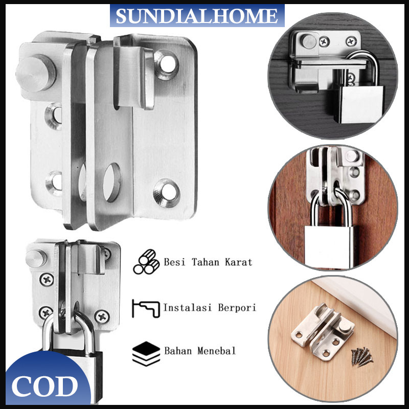 Grendel Pintu Sliding Geser/Grendel Kait Slot Pintu Geser Stainless/Slot Kunci Pintu Geser