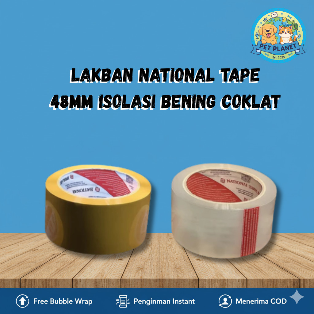 

Lakban NATIONAL Packing Tape Bening / Coklat 48 mm x 100 yard