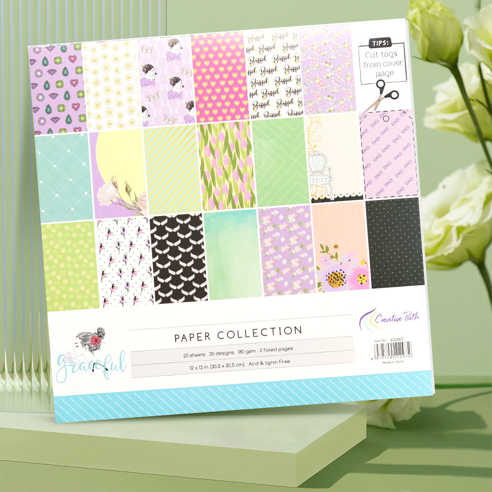 

Creative Path 12 Inch Scrapbooking Supplies Designer Pattern Paper Crafts Decorative Pack 20 Sheets DIY 305x305mm