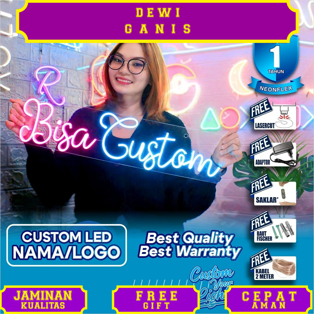 Neon Custom Neon flex custom Neon sign custom Lampu custom Led custom Lampu nama custom Neon nama