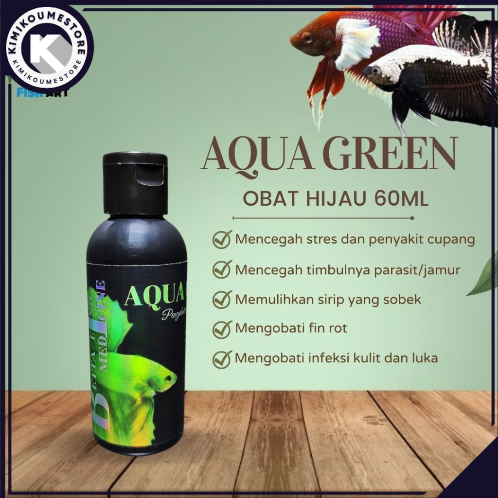 READY STOK OBAT HIJAU AQUA GREEN UNTUK IKAN CUPANG 60ml | OBAT KUNCUP IKAN CUPANG | PERAWATAN CUPANG