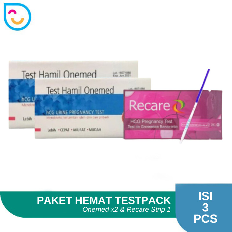 Test Hamil Onemed 2 Strip & Recare Test Pack 1 Strip - Alat Test Kehamilan