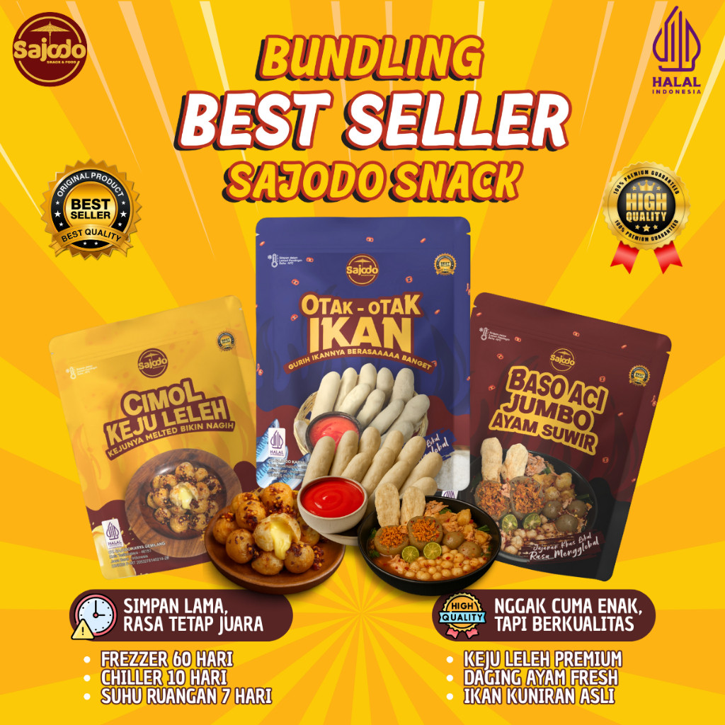 

[Paling Murah] PAKET BEST SELLER BASO ACI JUMBO, CIMOL KEJU LELEH, OTAK - OTAK IKAN Sajodo Snack & Food higienis_mart