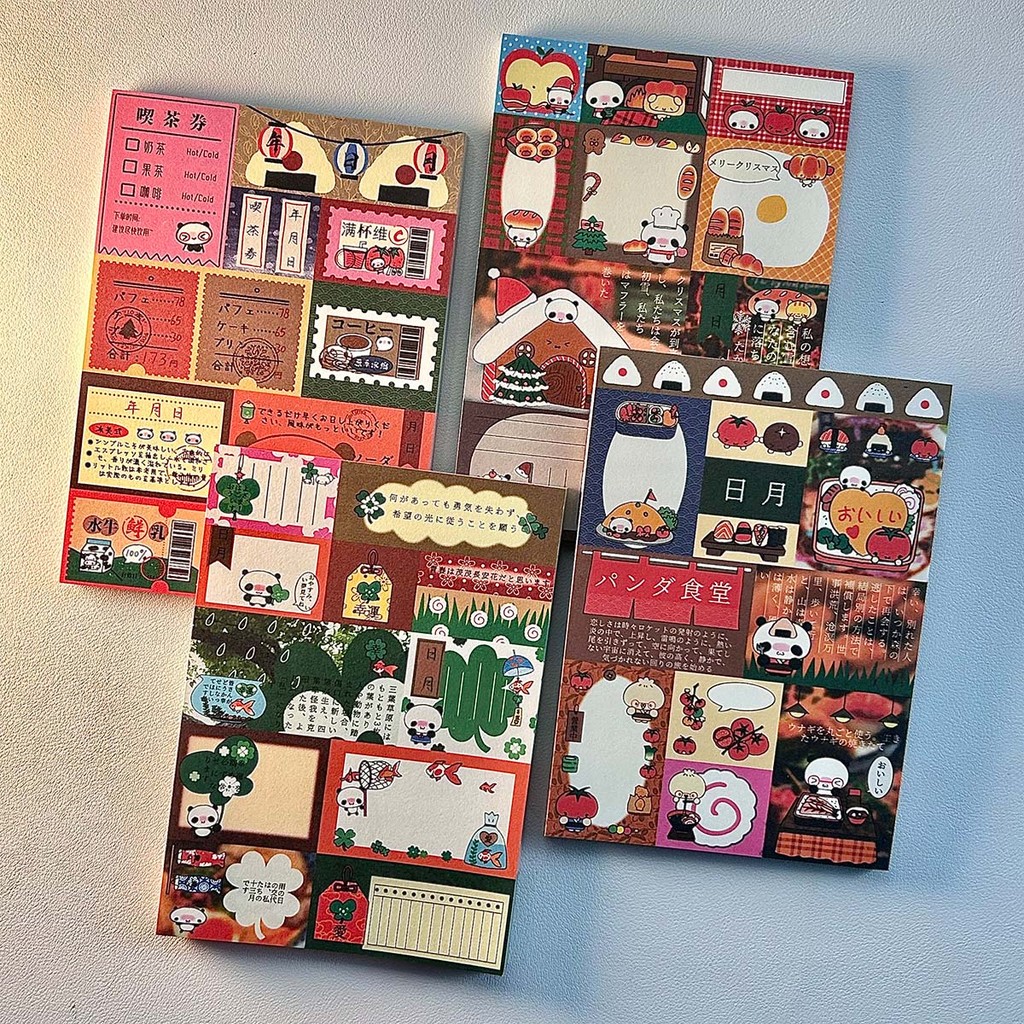 

Japanese Vintage Food-Themed Stationery Paper Kawaii Memo Pad for Scrapbooking Journaling Collage Art Cute Notes(50 Sheets)