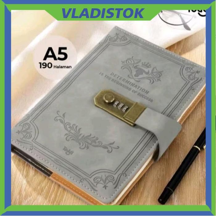 Buku Diary Harian Pin Password Kode Kunci Sandi Notebook Notes Book Kertas Kulit Catatan Agenda Kerj