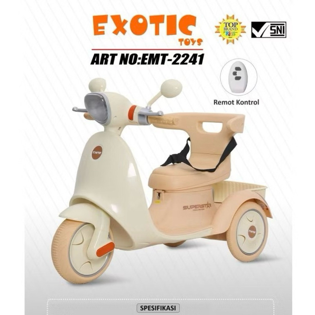 Aloha Baby Motor Aki anak Exotic EMT 2241 sepeda motor listrik ada remote remot nya