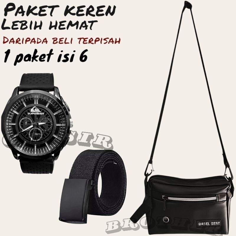 (Promo Paket Istimewa Pria Keren Combo Star Pria Terbaru ) 6 In 1/Jam Tangan Pria Keren Beli Jam Tan