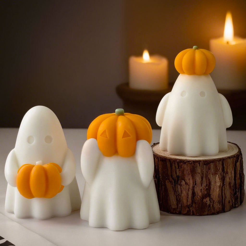 

3D Halloween Pumpkin Spooky Silicone Mold DIY Ghost Aroma Candle Resin Plaster Mould Halloween Candle Making Supplies