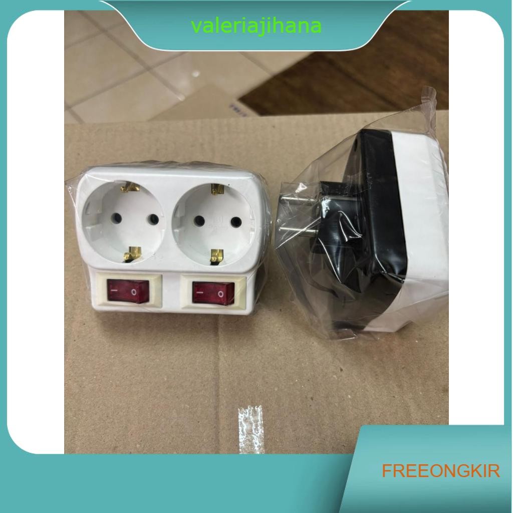 BROCO 13823 STOP KONTAK BROCO 2 LUBANG + STEKER + SAKLAR BROCO 13823