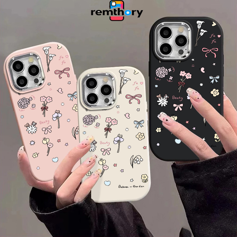 Case IPhone Bunga Soft Case Lucu Chubby Case Fashion Cocok untuk iPhone 13 11 15 12 14 16 Pro Max X 