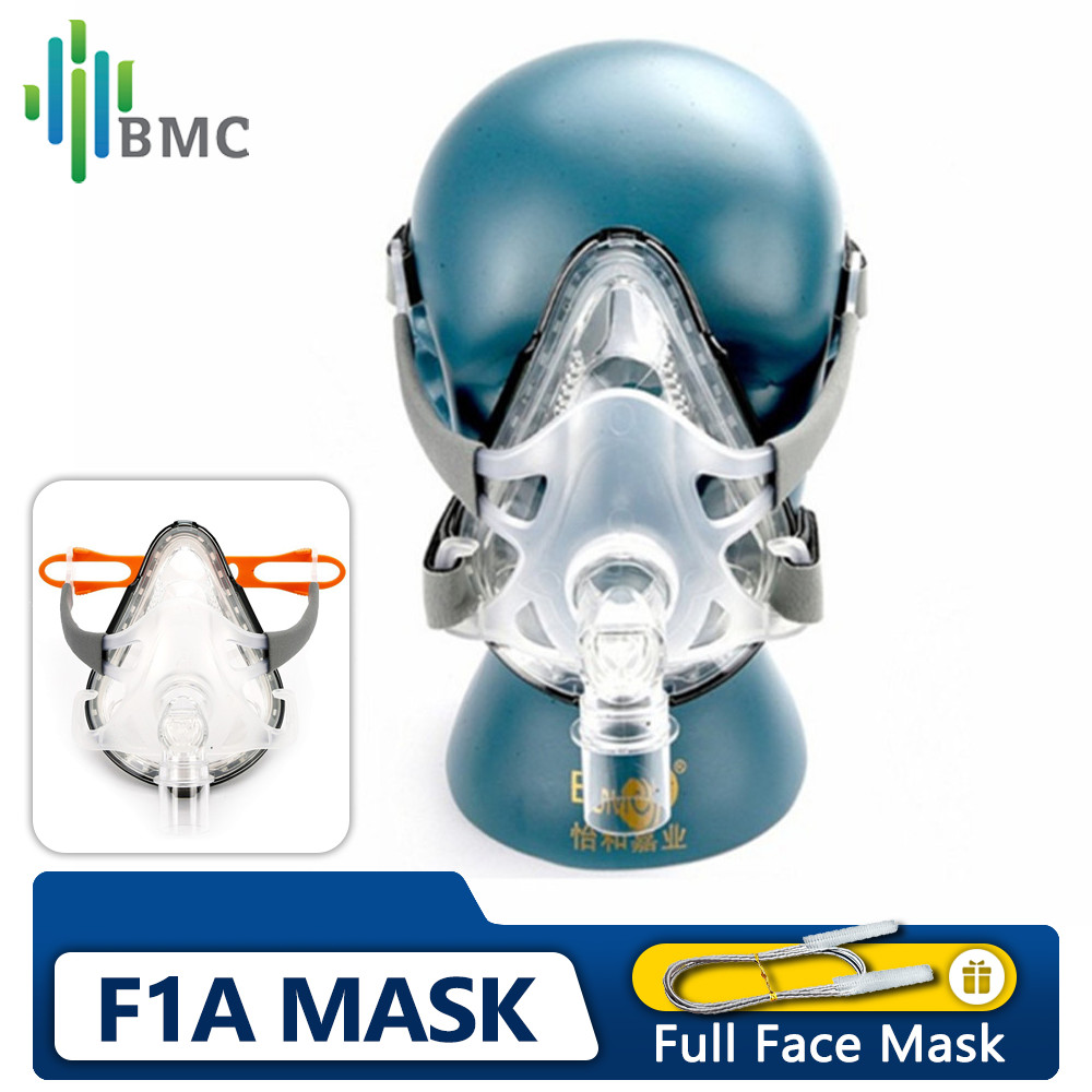BMC F1A Full Face Mask With Headgear For CPAP BiPAP Machine Sleep Apnea CPAP Full Mask Extra Cleanin