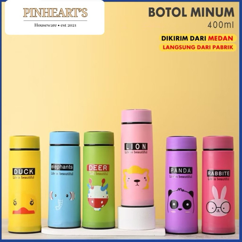 HSO - BOTOL MINUM POLOS ANIMAL / MY BOTTLE KACA TUMBLER MOTIF ANIMAL / TERMOS MINUM MODEL POLOS UNIK
