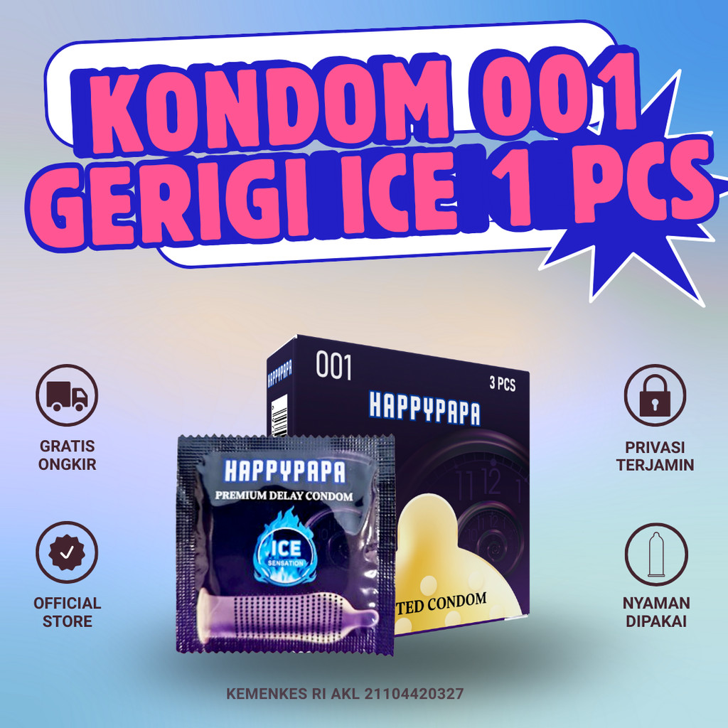 Happypapa 001 Kondom Ultra Tipis Sensasi Dingin Ice Untuk Pria 1 Pcs