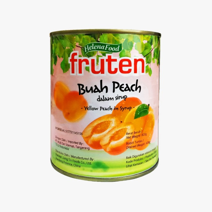 BUAH PEACH KALENG Fruten Buah peach kemasan kaleng/Yellow peach in Syrup/820 gr